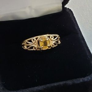 Women Jewelry Ring 10K Gold Yellow Sapphire